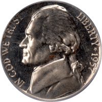 1957 Jefferson Nickel Doily Obverse Image