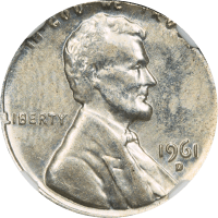 1961-D Lincoln Cent (1c) Error - Struck on Silver Dime (10c) Blank Obverse Image