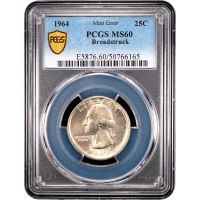 1964 Washington Quarter (25c) Error - Broadstruck Obverse Slab Image