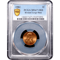 1982 Lincoln Cent (1c) Bronze Large Date Obverse Slab Image