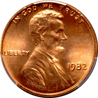1982 Lincoln Cent (1c) Bronze Large Date Obverse Image