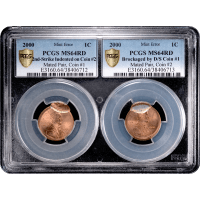 2000 Lincoln Cent (1c) Error - Mated Pair Obverse Slab Image