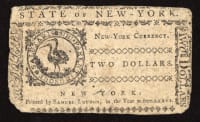 August 13, 1776 New York Colonial Two Dollars ($2) REVERSE Image