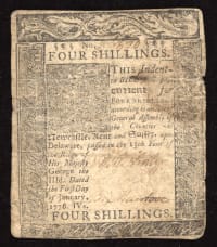 January 1, 1776 Delaware Colonial Four Shillings (4s) OBVERSE Image