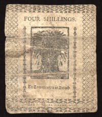 January 1, 1776 Delaware Colonial Four Shillings (4s) REVERSE Image
