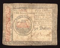 January 14, 1779 Continental Currency Colonial Fifty Dollars ($50) Obverse Image