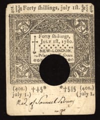 July 1, 1780 Connecticut Colonial Forty Shillings (40s) OBVERSE Image