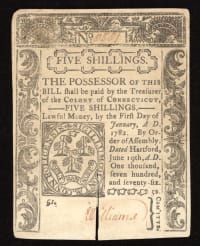 June 19, 1776 Connecticut Colonial Five Shillings (5s) OBVERSE Image