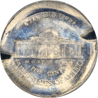No Date Jefferson Nickel (5c) Error - Huge Broadstrike and Uniface OBVERSE Image