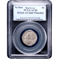 No Date Jefferson Nickel (5c) Error - Struck on Spilt Planchet Obverse Slab Image