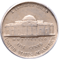 No Date Jefferson Nickel (5c) Error - Struck on Spilt Planchet Reverse Image