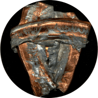 No Date Lincoln Cent (1c) Error - Multi-Strike Bonded Foldover Reverse Image