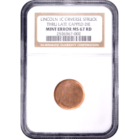 No Date Lincoln Cent (1c) Error - Struck Through Late Capped Die Obverse Slab Image