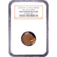 No Date Lincoln Cent (1c) Error - Triple Struck Off-Center Obverse Slab Image