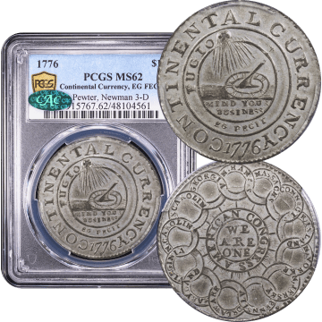1776 Continental Dollar ($1) EG FECIT Pewter Composite Image