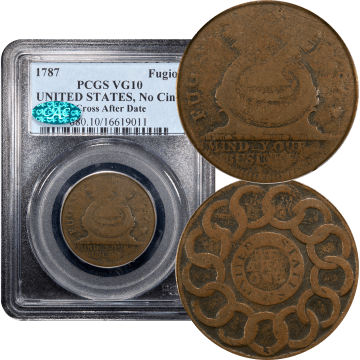 1787 Fugio Cent (1c) United States Cross after Date Composite Image