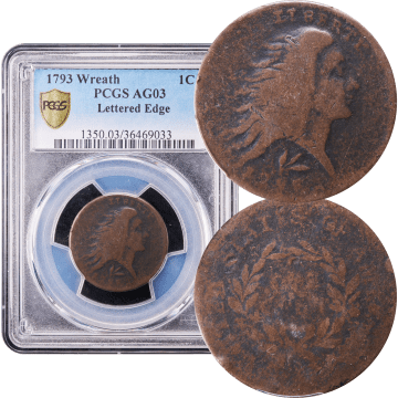 1793 Wreath Cent (1c) Lettered Edge Composite Image