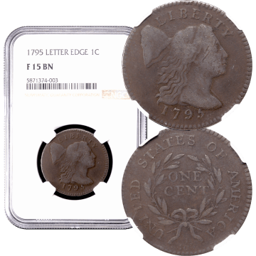 1795 Flowing Hair Large Cent (1c) Lettered Edge Composite Image