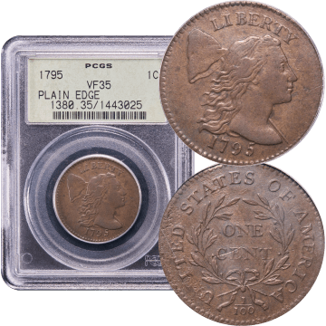 1795 Liberty Cap Large Cent (1c) Plain Edge OGH Composite Image