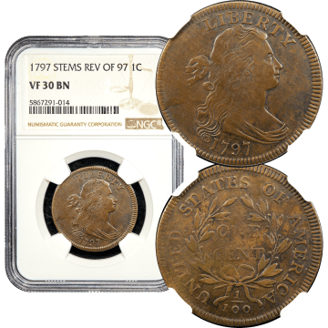 1797 Draped Bust Large Cent (1c) Reverse of 1797, Stems Composite Image