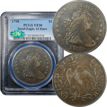 1798 Draped Bust Dollar ($1) Small Eagle, 13 Stars Composite Image