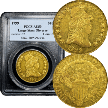 1799 Draped Bust Gold Eagle ($10) Large Stars Obverse  Composite Image