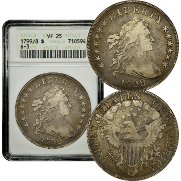 1799/8 Draped Bust Dollar ($1) B-3 15 Reverse Stars Composite Image
