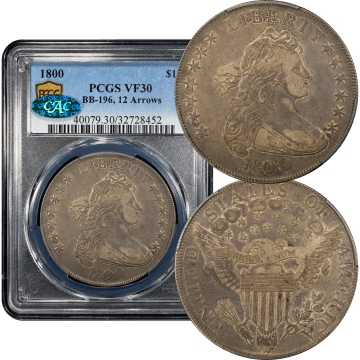 1800 Draped Bust Dollar ($1) BB-196 12 Arrows Composite Image