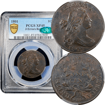 1801 Draped Bust Large Cent (1c) 3 Errors Reverse Composite Image