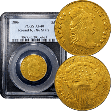 1806 Draped Bust Gold Half Eagle ($5) Knobbed 6, 7x6 Stars Composite Image