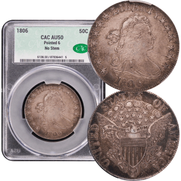 1806 Draped Bust Half Dollar (50c) Pointed 6 No Stem Composite Image
