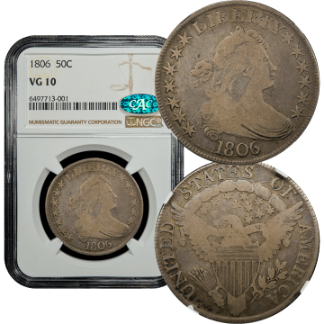 1806 Draped Bust Half Dollar (50c) Pointed 6, Stem Composite Image