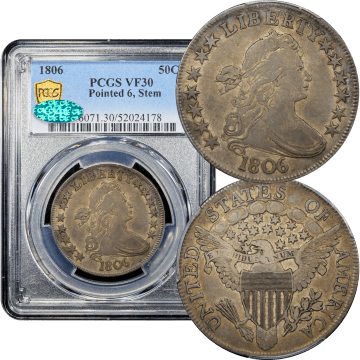 1806 Draped Bust Half Dollar (50c) Pointed 6, Stem Composite Image