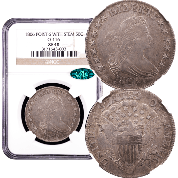 1806 Pointed 6 Stem Draped Bust Half Dollar (50c) O-116 Composite Image