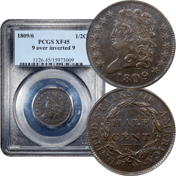 1809/6 Classic Head Half Cent (1/2c) 9 Over Inverted 9 Composite Image
