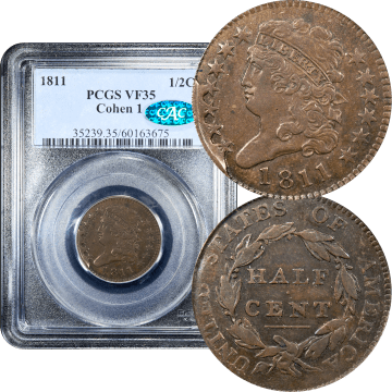 1811 Classic Head Half Cent (1/2c) Cohen 1 Composite Image