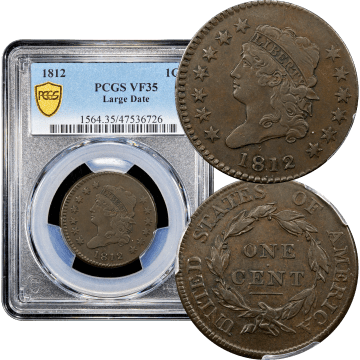 1812 Classic Head Large Cent (1c) Large Date S-289 Composite Image