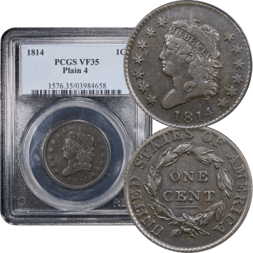 1814 Classic Head Large Cent (1c) Plain 4 S-295 Composite Image