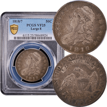 1818/7 Capped Bust Half Dollar (50c) Large 8 Composite Image