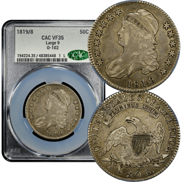 1819/8 Capped Bust Half Dollar (50c) O-102 Large 9 Composite Image