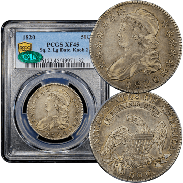 1820 Capped Bust Half Dollar (50c) Sq. 1, Lg. Date, Knob 2 Composite Image