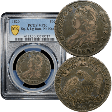 1820 Capped Bust Half Dollar (50c) Sq. 2, Lg Date, No Knob Composite Image