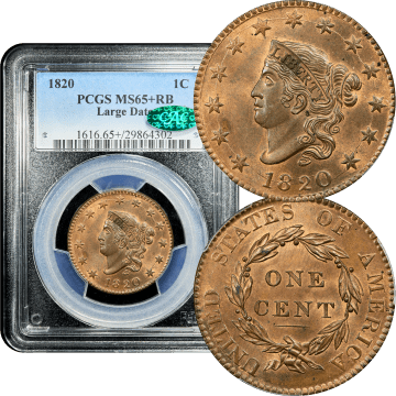1820 Coronet Large Cent (1c) Large Date Composite Image