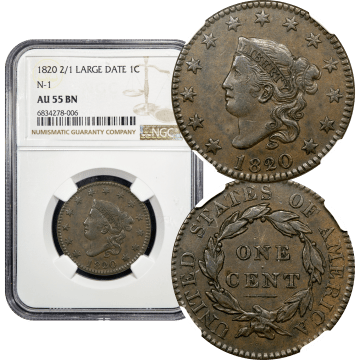 1820/19 Coronet Large Cent (1c) Composite Image