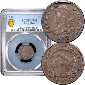 1821 Capped Bust Dime (10c) Large Date Composite Image