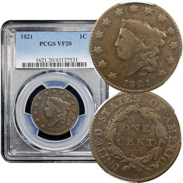 1821 Coronet Large Cent (1c) Composite Image