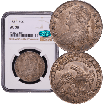 1827 Capped Bust Half Dollar (50c) Curl Base 2 Composite Image