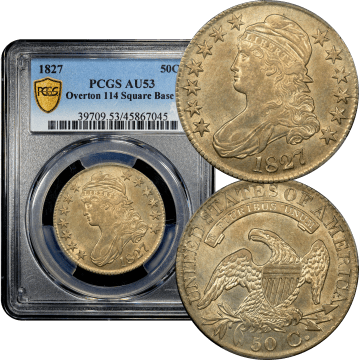 1827 Capped Bust Half Dollar (50c) O-114 Square Base 2 Composite Image