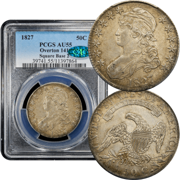 1827 Capped Bust Half Dollar (50c) O-141 Square Base 2 Composite Image