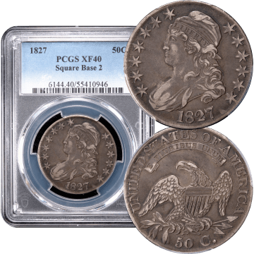 1827 Capped Bust Half Dollar (50c) Square Base 2 O-135 Composite Image